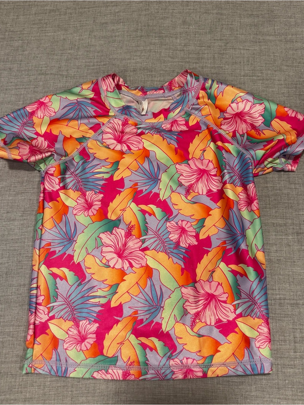 Wonder Nation Girls Rash Guard Size M 7-8 Tropical/Floral Swim Shirt